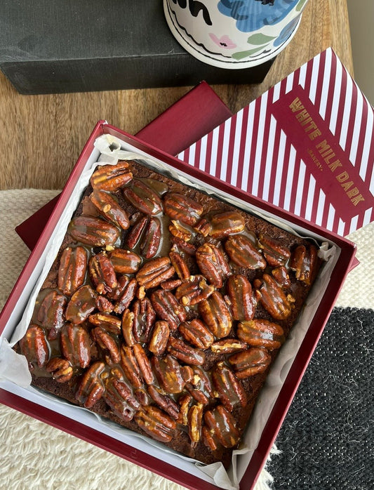 Belgian Chocolate Pecan Caramel Brownies